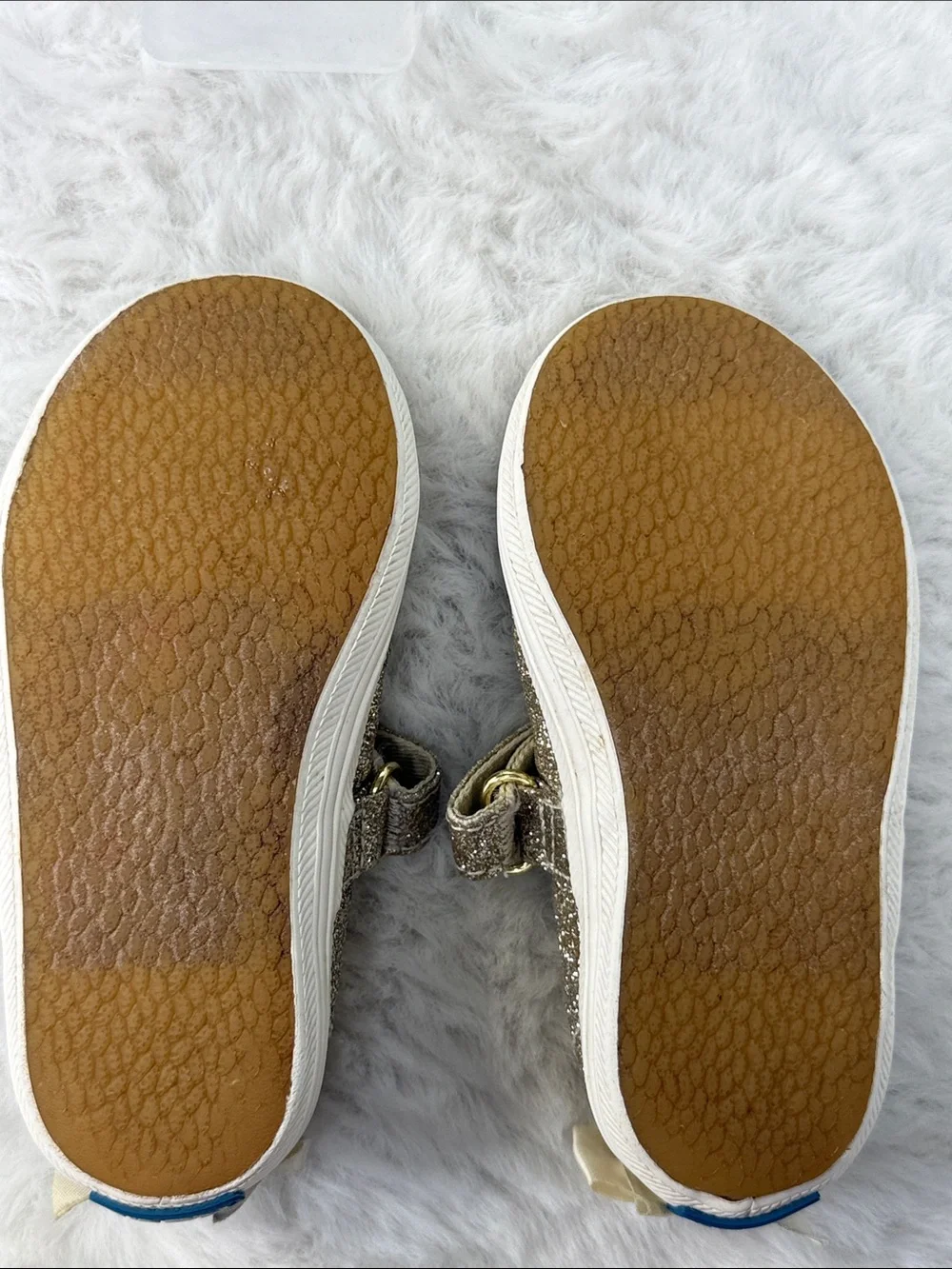 Keds x Kate Spade Sloane Toddler Mary Jane Shoes 5.5M Champagne Gold Glitter Bow